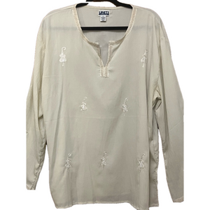 Uniti Cream dressy Embroidered Women's dressy top Top. 1X.                  00